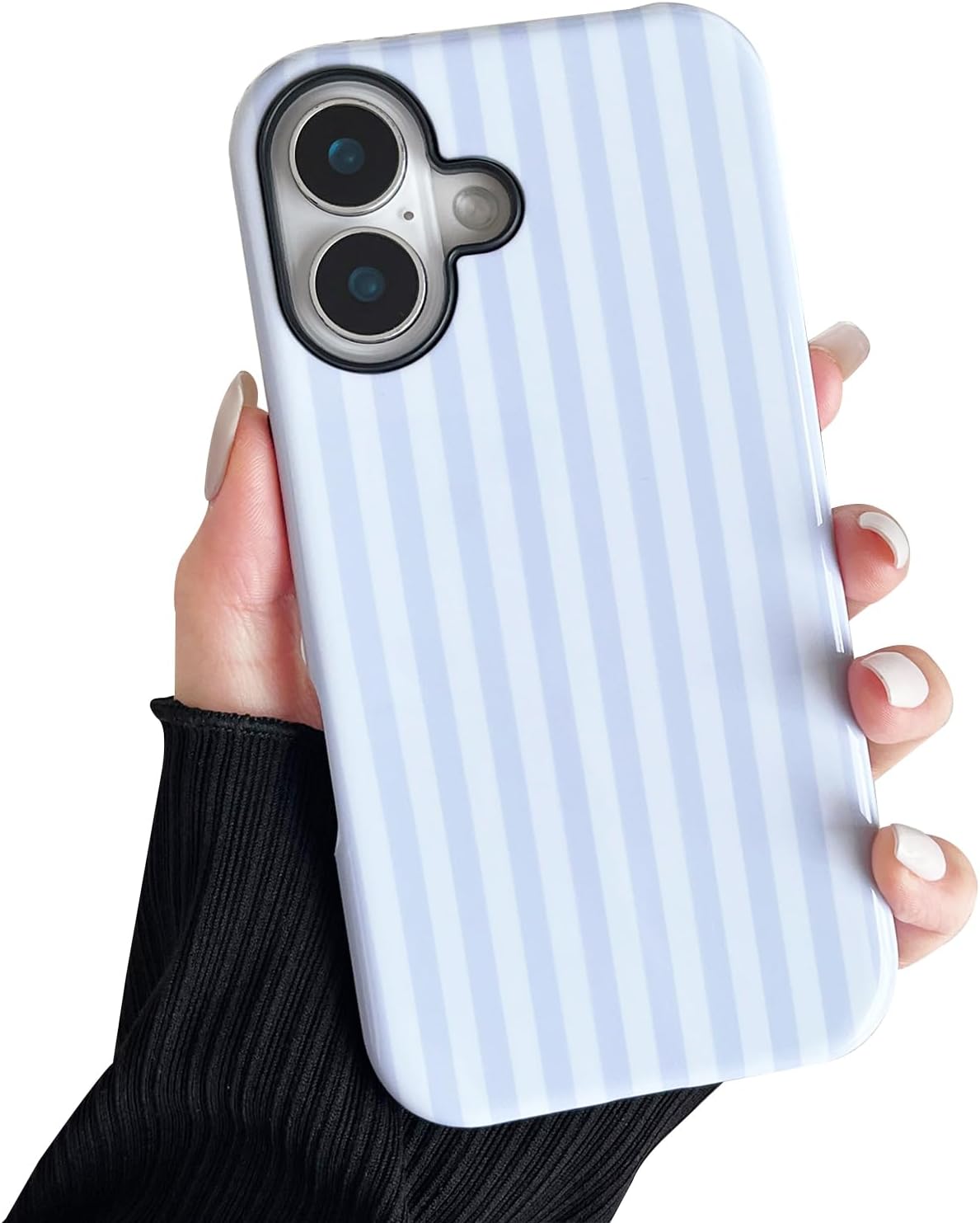 Detalle de CHEDEMK iPhone 17 Case - White, Cute Striped Fashion Shield for 6.3