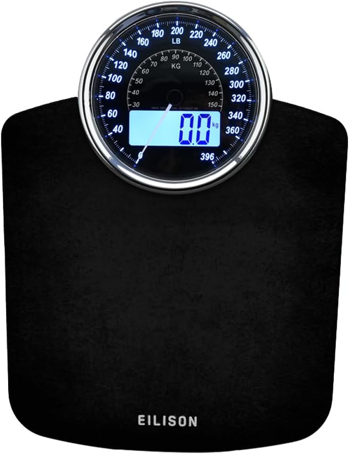 EILISON Highly Advance 2-in-1 Digital & Analog Weighing Scale (Black) with Height Measurement