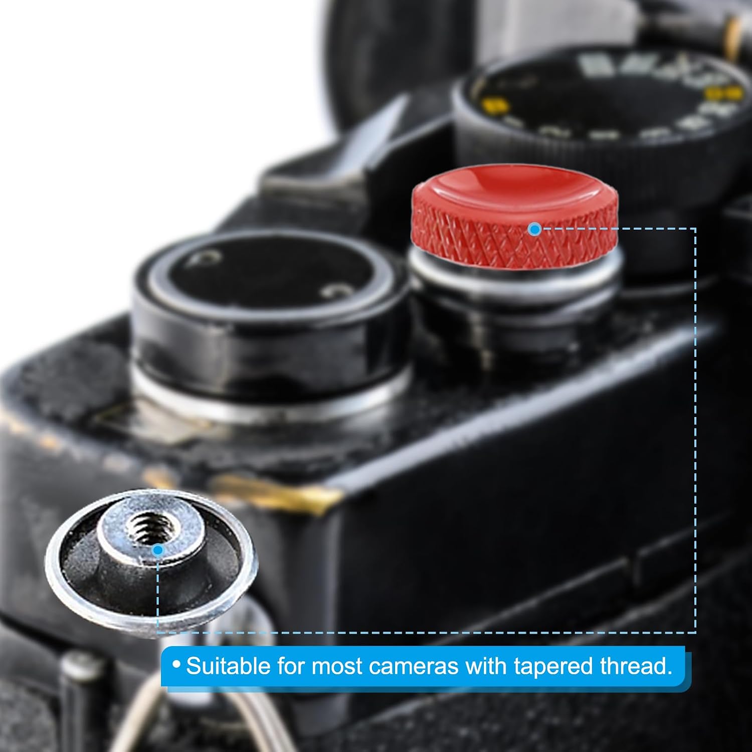 Thumbnail 4 de PATIKIL Camera Shutter Button (2 Pack) Soft Shutter Release, Pure Copper M3x0.5 – Red & Gold tone