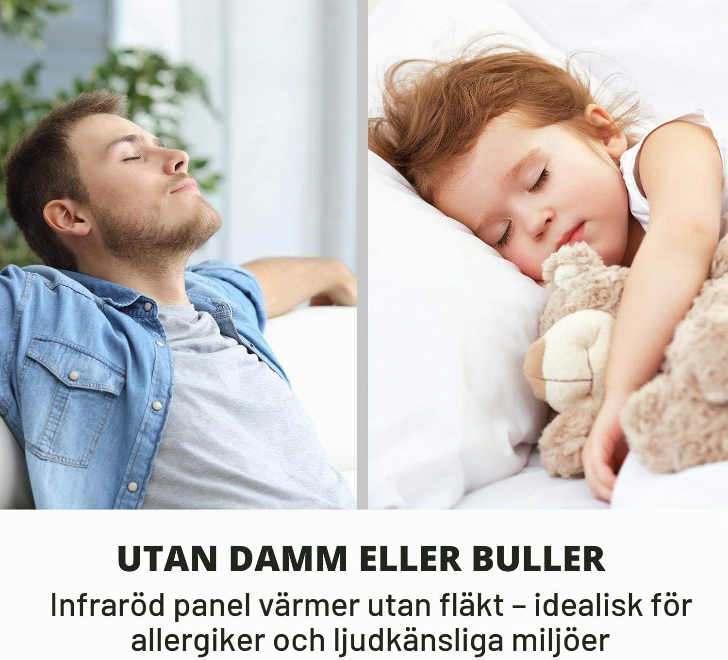 Detalle de Klarstein Wonderwall Air Art Smart infravärmare 700 W med appstyrning