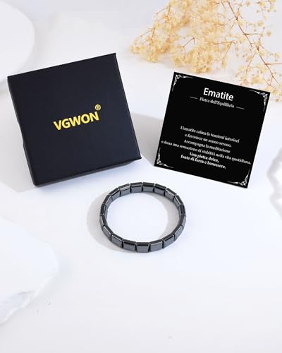 Detalle 2 de VGWON bracciale da uomo in ematite