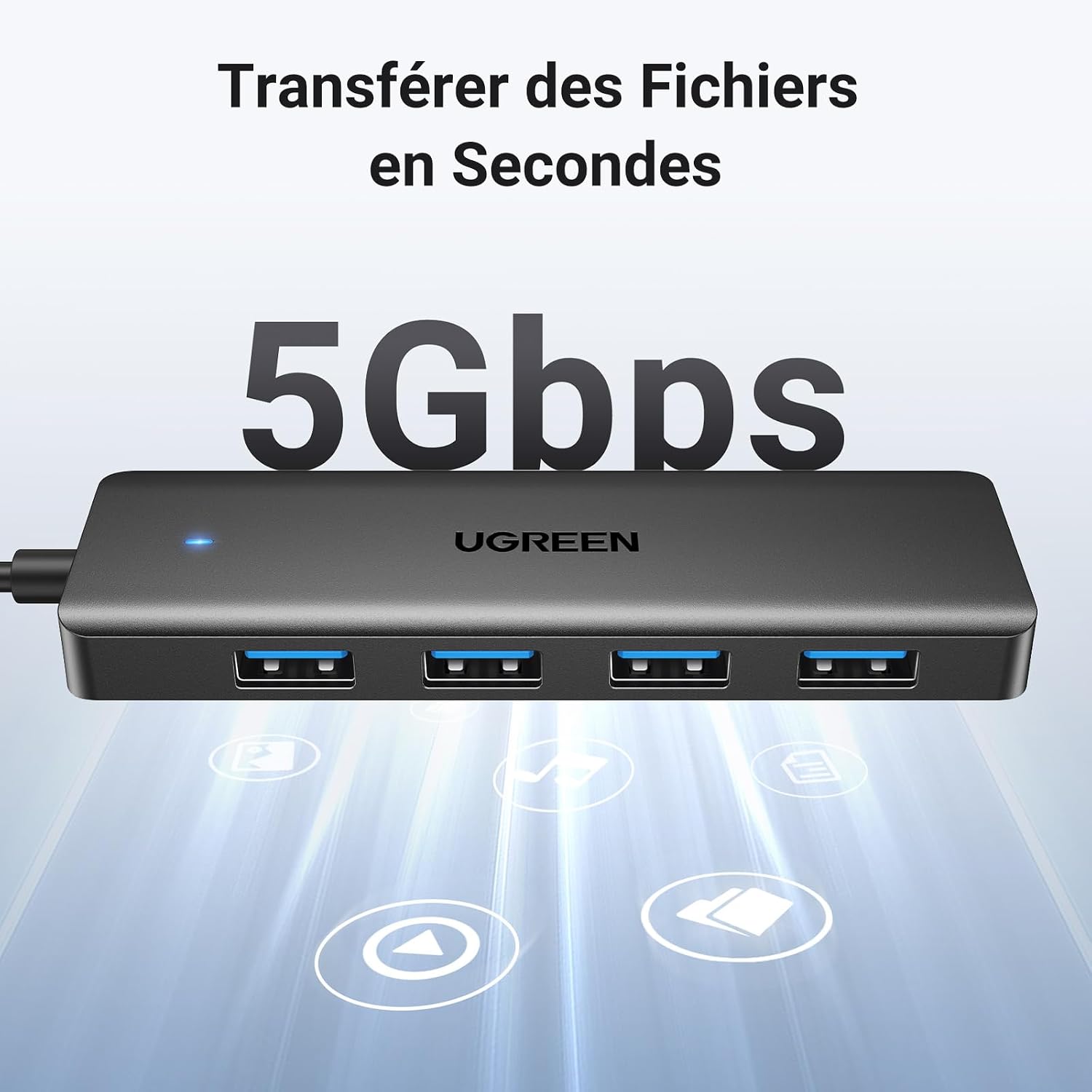 Detalle de UGREEN Hub USB 3.0 à 4 ports – multiport ultra-fin (15 cm) USB-A vers USB-A