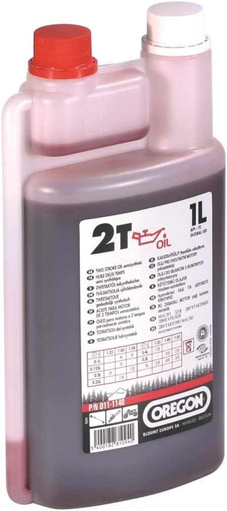 Oregon halbsynthetisches 2-Takt-Motorenöl 2T (1-Liter-Dosierflasche)