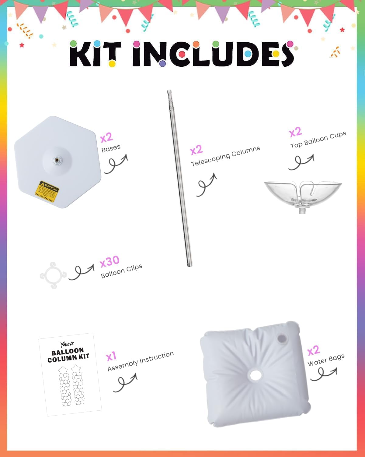 Thumbnail 2 de YALLOVE Balloon Column Stand 7 Feet 🎈