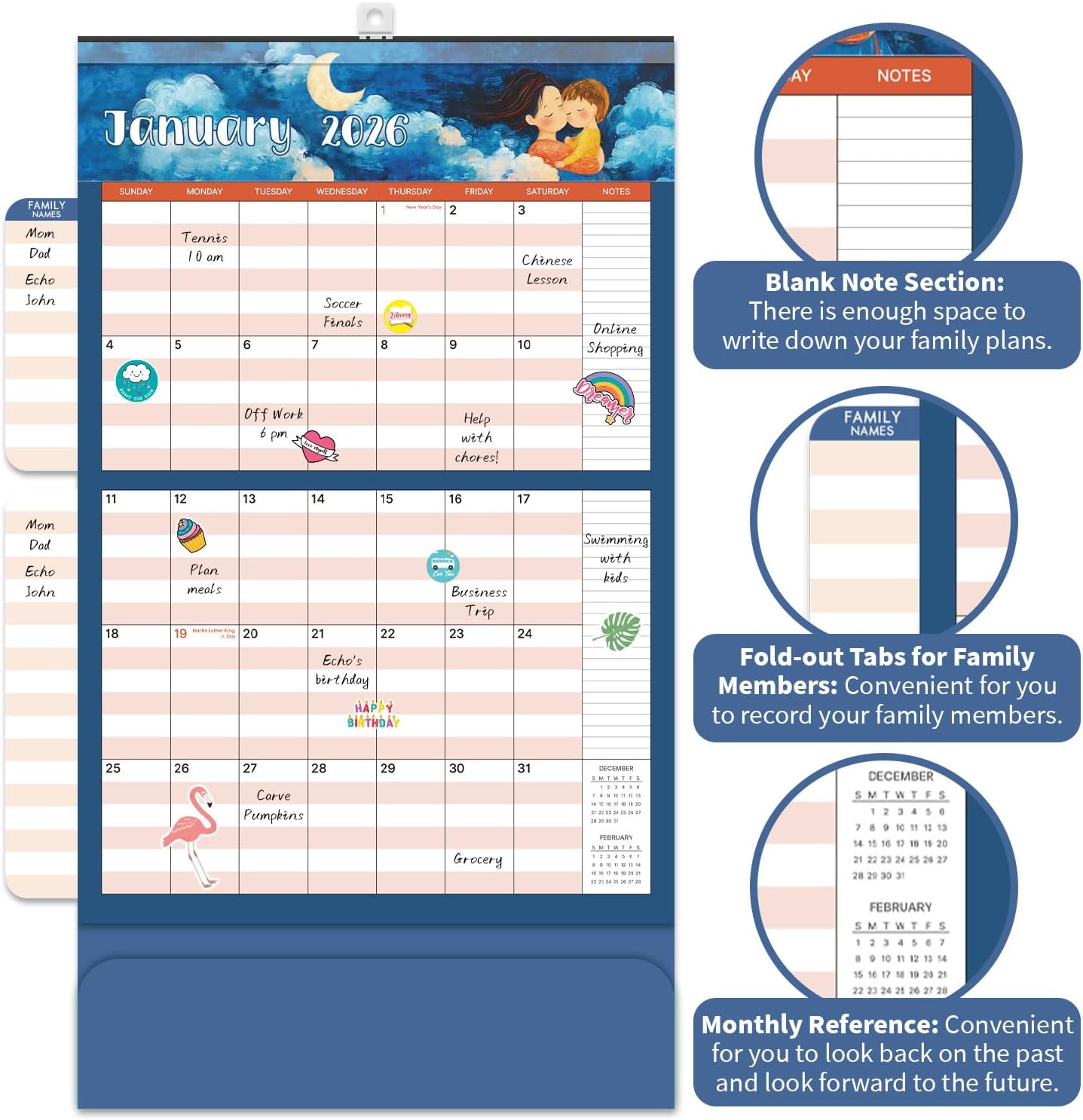 Thumbnail 2 de Moms Magnetic 2026 Calendar 21.5" x 11.8" 📅