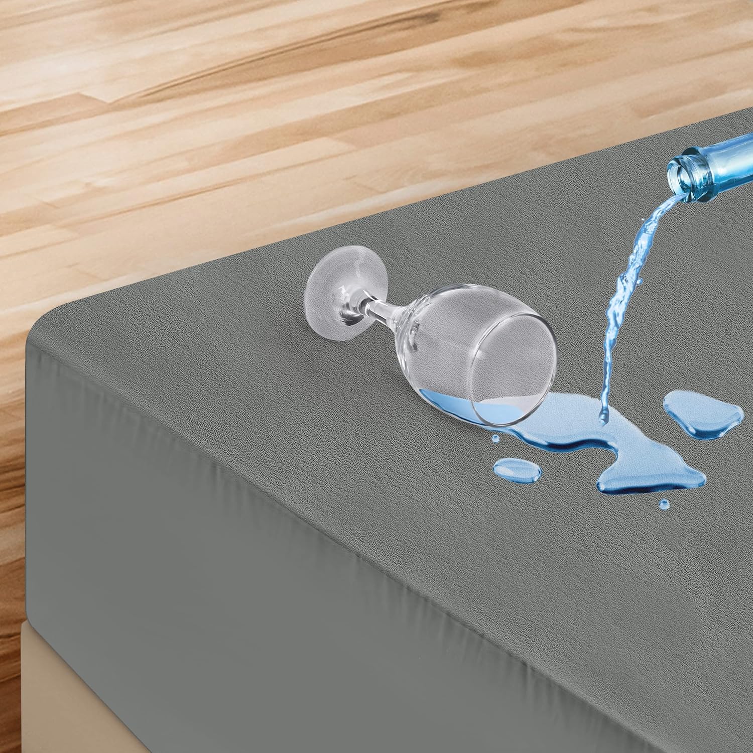 Thumbnail 1 de Utopia Bedding Matratzenschoner 90 x 200 cm wasserdicht (Frottee), Oeko‑Tex, atmungsaktiv, grau