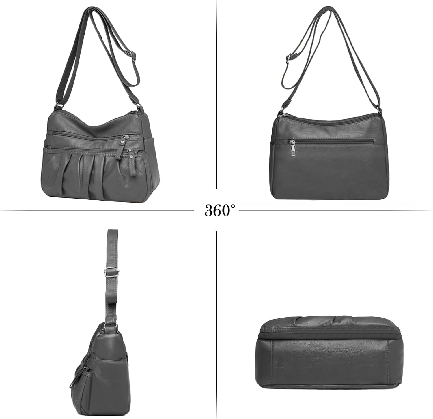 Thumbnail 2 de LassZone Soft Vegan Leather Handbag for Women – Multi Pocket Crossbody