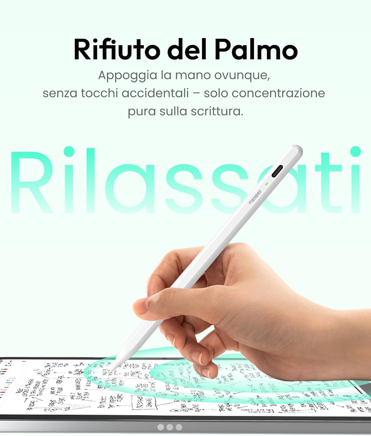 Thumbnail 6 de Metapen Penna Air 8 per iPad (2018-2026): Pencil con rifiuto del palmo, ricarica rapida 2X e punta di ricambio