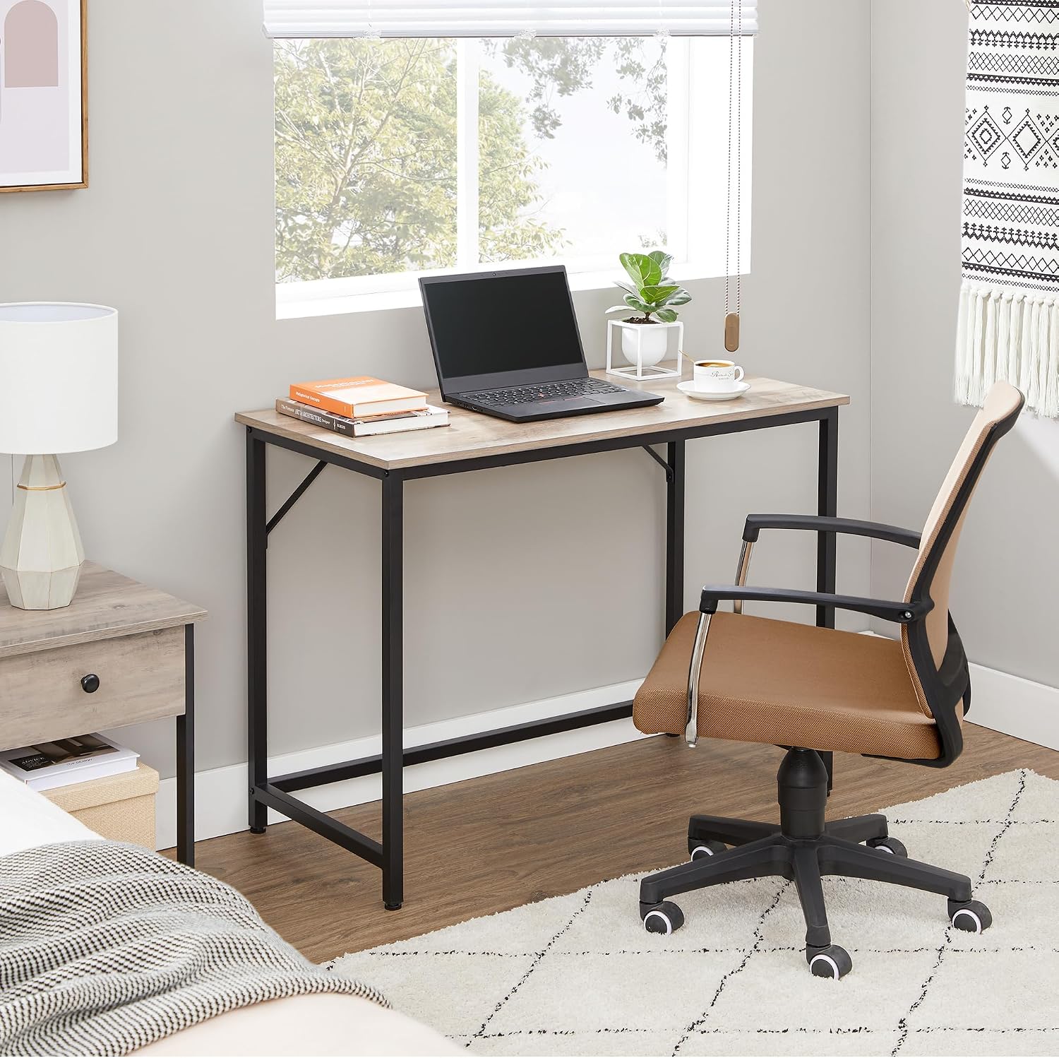 Thumbnail 4 de VASAGLE LWD041B02V2 Computer Desk: Practical 100 x 50 cm Greige Desk with Black Steel Frame