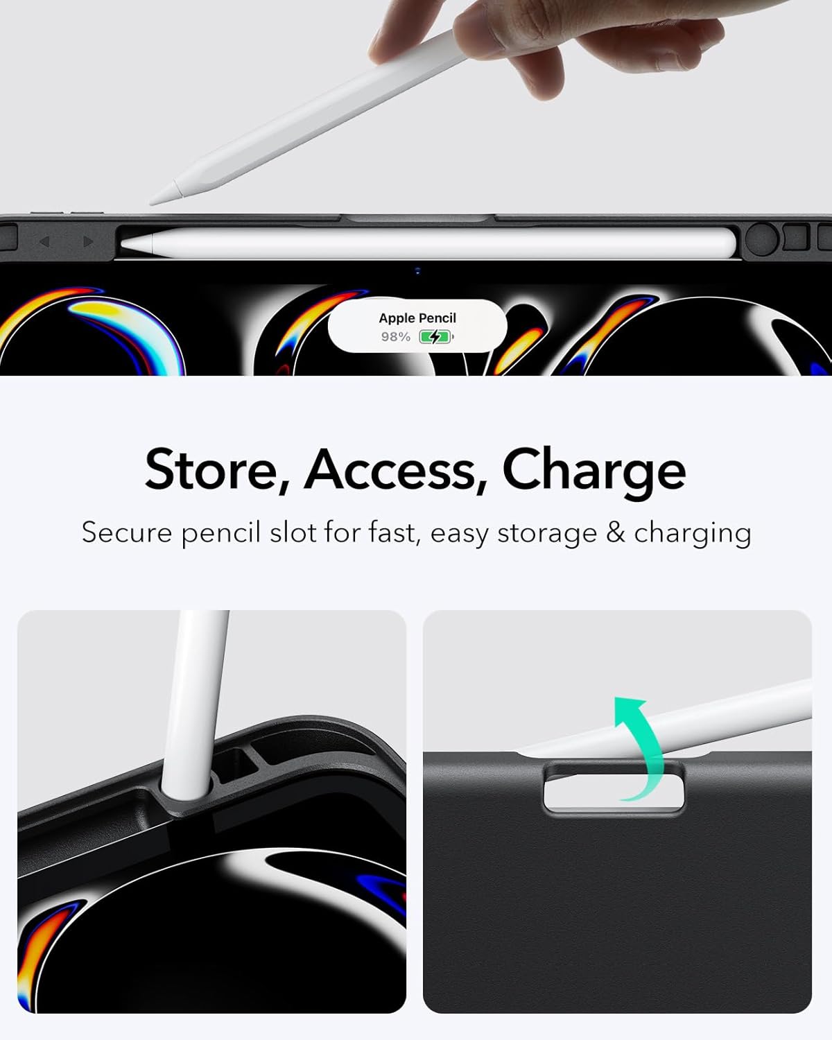 Thumbnail 6 de ESR for iPad Pro 11 inch M5/M4 (2025/2024) Magnetic Flip Case with Vertical Stand Angles, Pencil Holder – Black