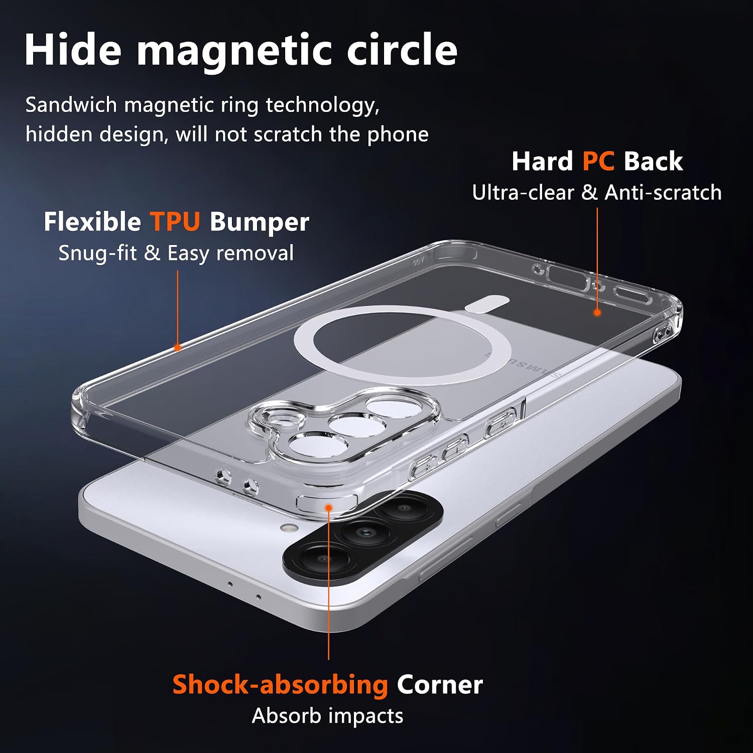 Thumbnail 5 de Anoowkoa Cover Magnetica per Samsung Galaxy A57 5G con 2 Vetri Temperati – Custodia in TPU/PC, MagSafe e Protezione Completa
