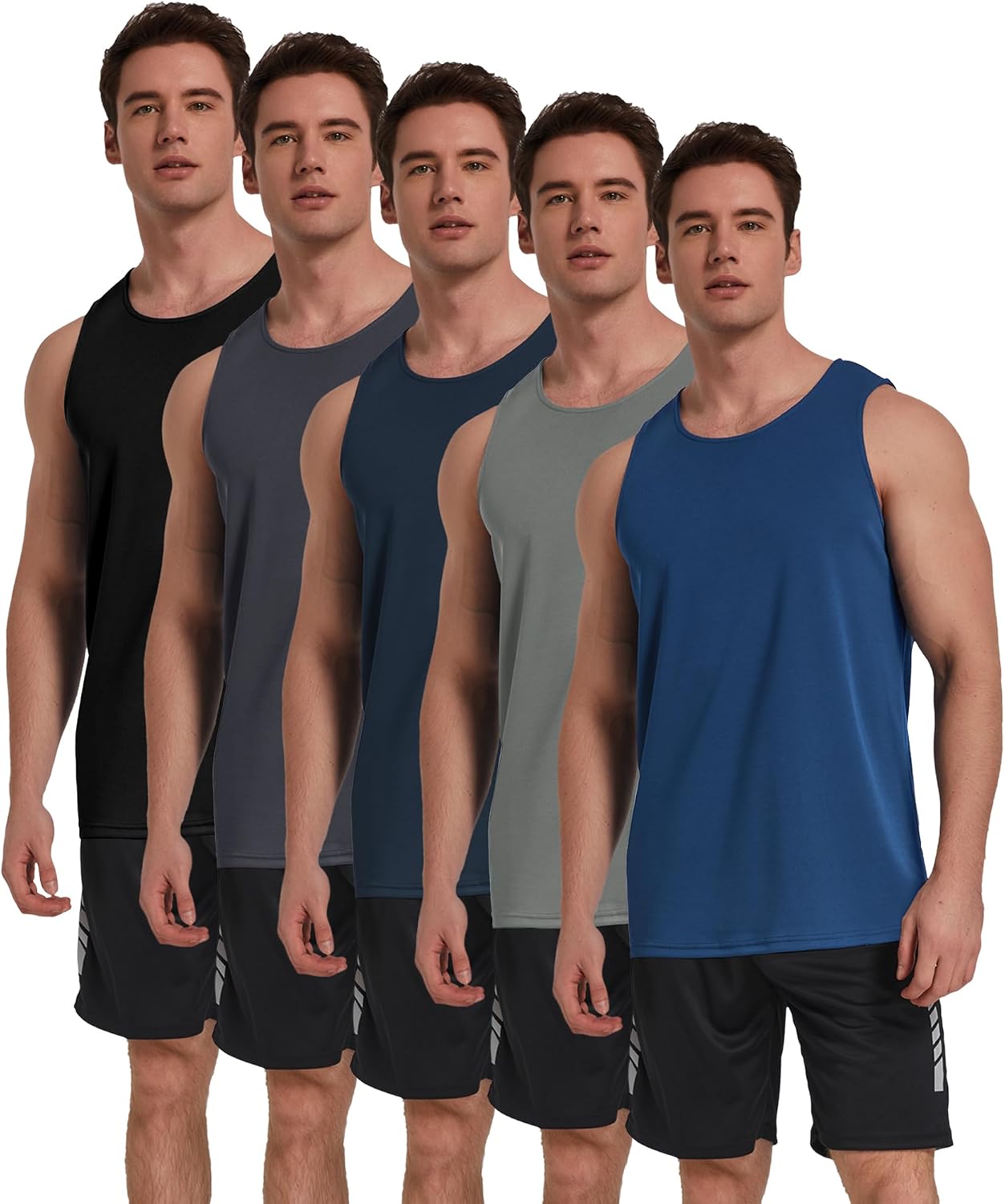 Detalle de TELALEO 5 Pack Men's Workout Tank Tops with Mesh, Quick-Dry Comfort