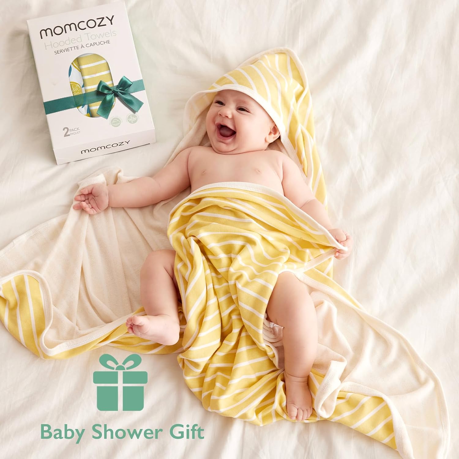 Detalle 2 de Momcozy Hooded Baby Towel 35 x 35 Inch 🍋