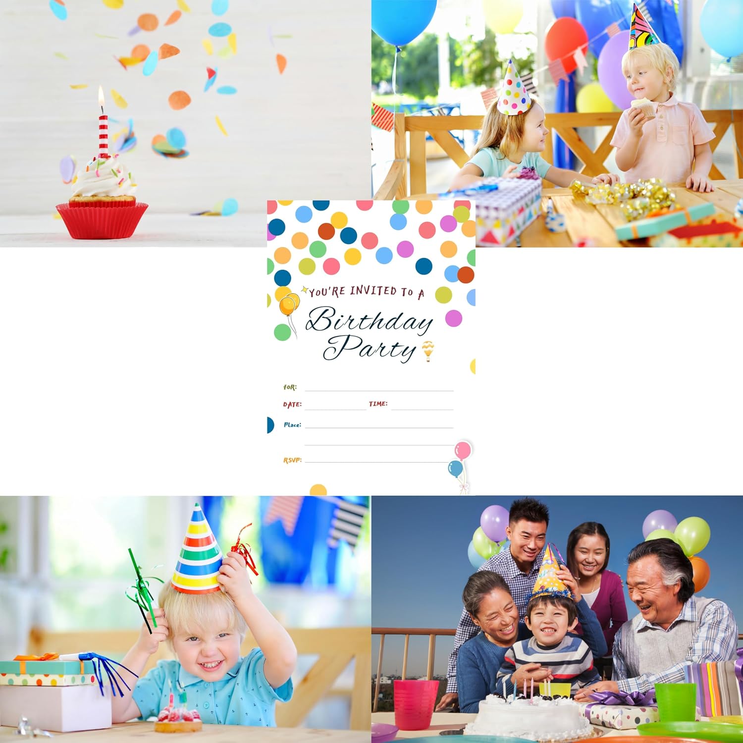 Thumbnail 4 de Birthday party invitation cards, 4.72 x 6.69 inches