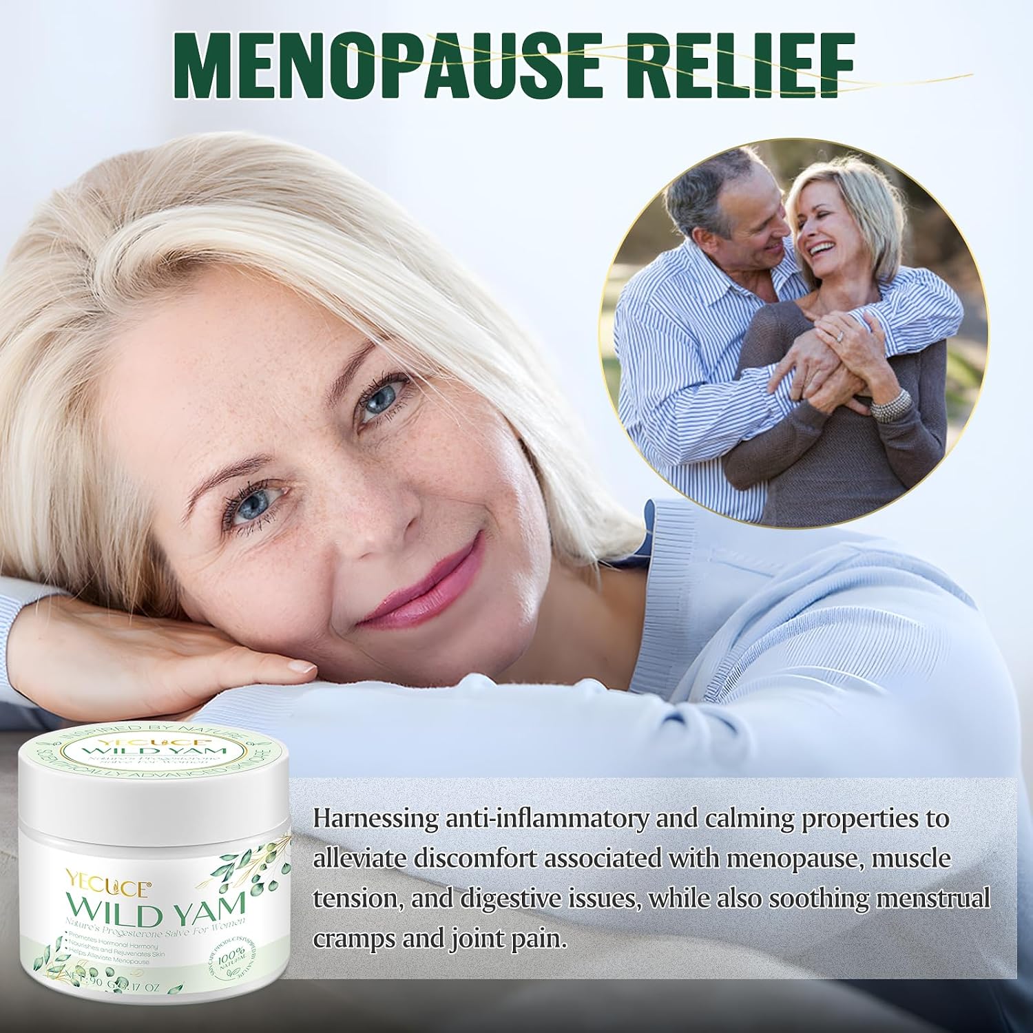 Detalle de RoongDuuDll Wild Yam-crème voor vrouwen, 90 ml, snel intrekkend