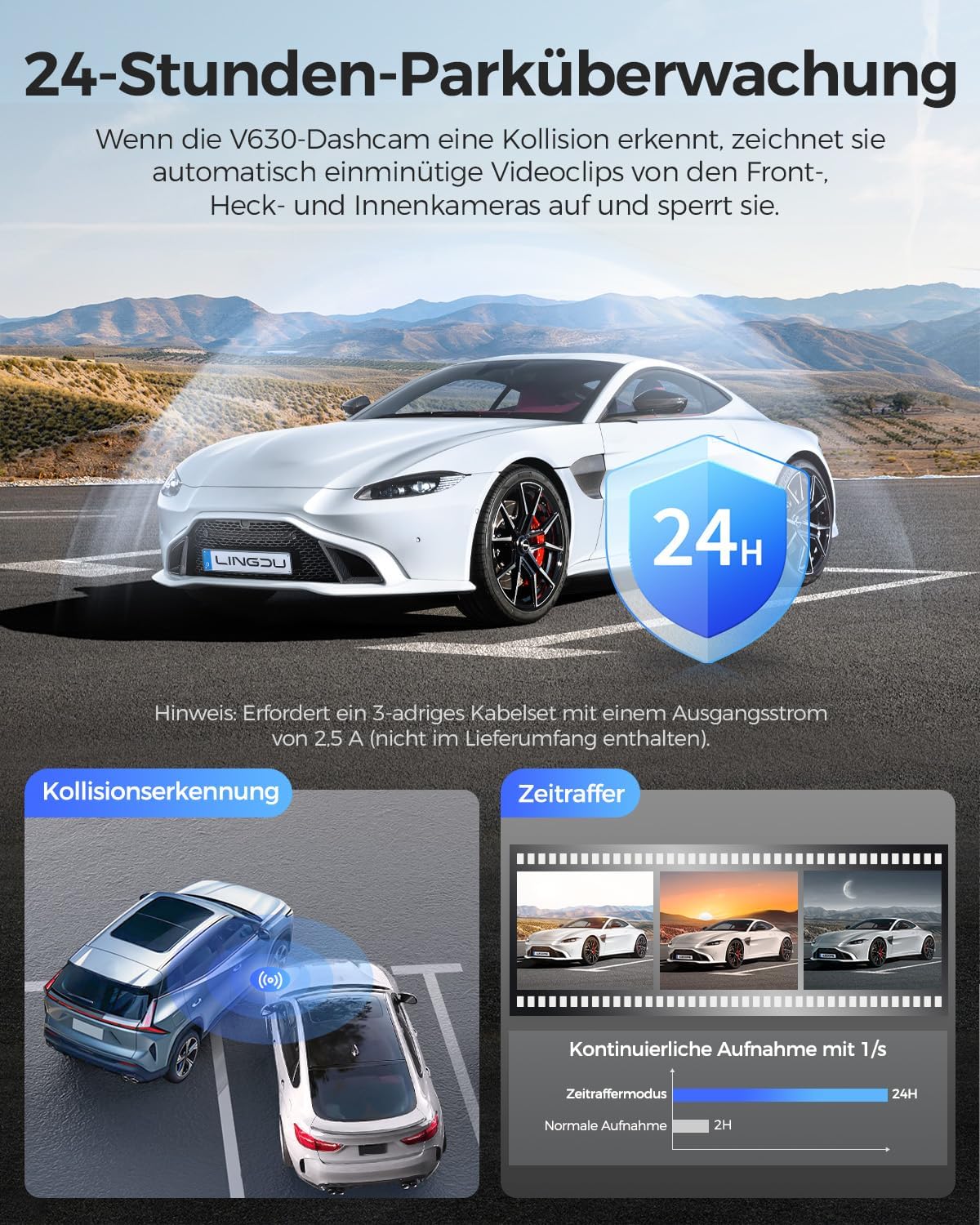Thumbnail 5 de LINGDU V630 Dashcam 3Kanal 4K