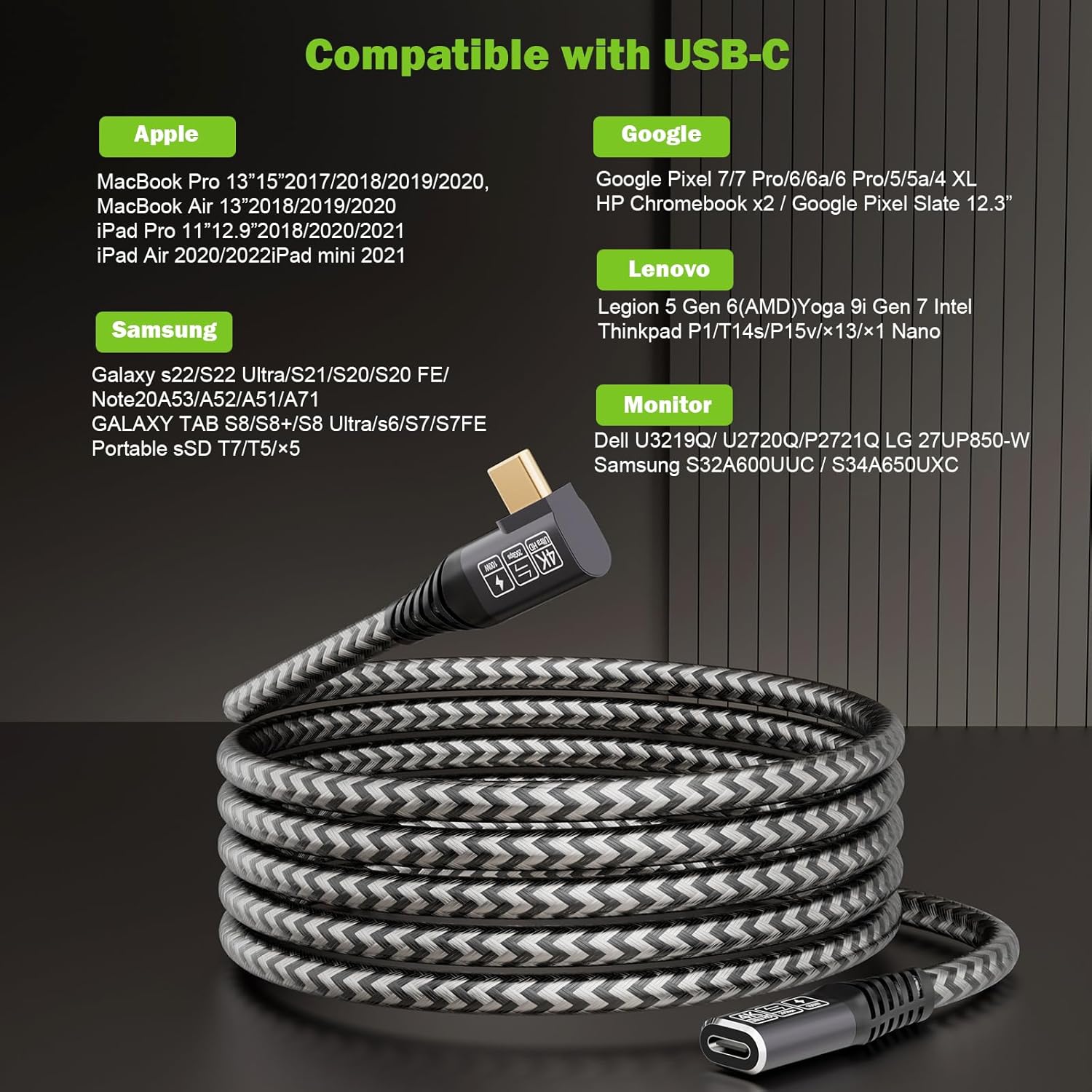 Thumbnail 1 de CAKOBLE USB-C Verlängerung 2 m (20 Gbps, 100 W, 4K@60 Hz) – USB 3.2 Gen2 Kabel, 90°