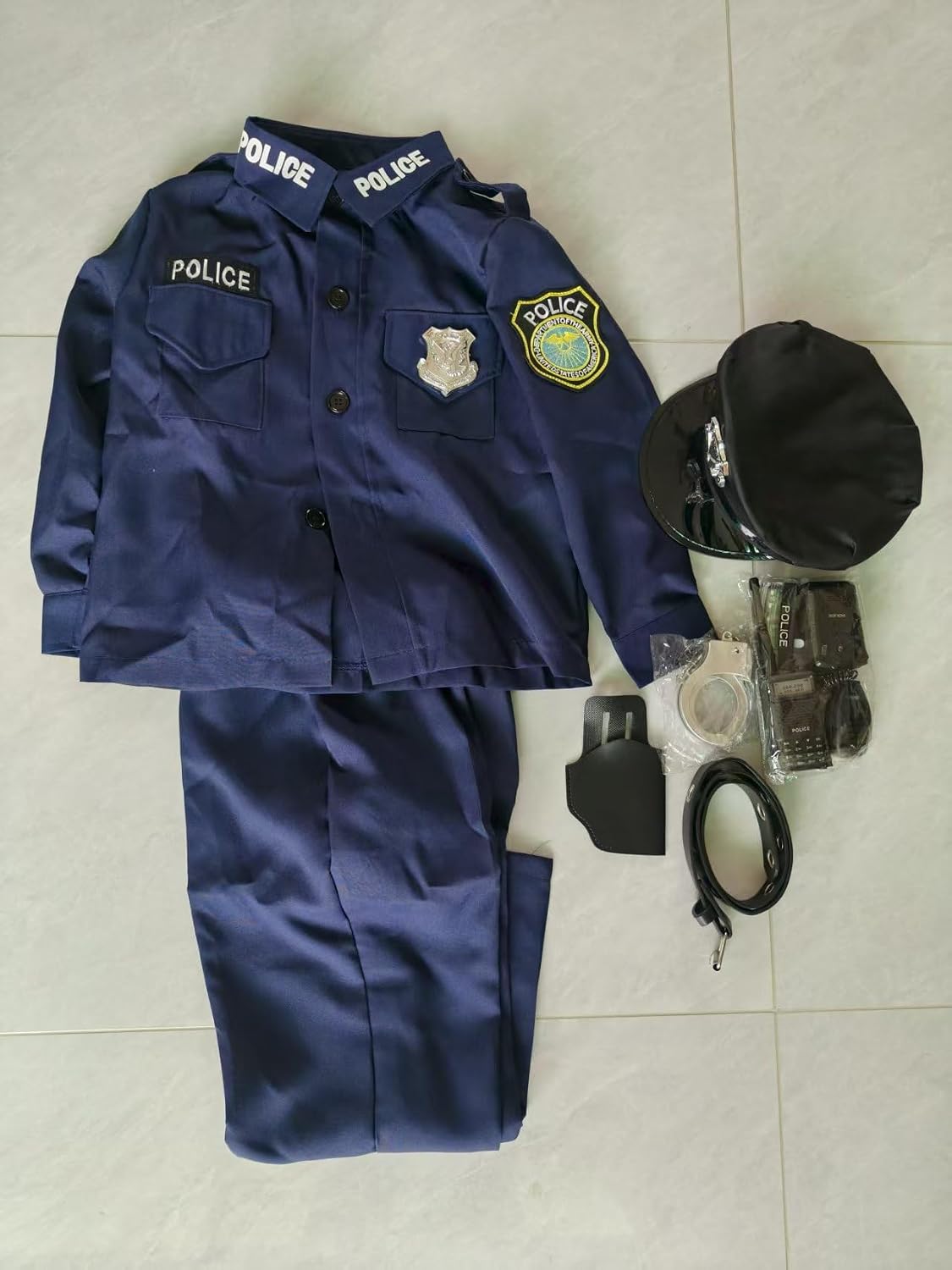 Detalle 2 de KIDDOKIDS Police Costume Set for Kids, Polyester Uniform with Light and Sound Accessories