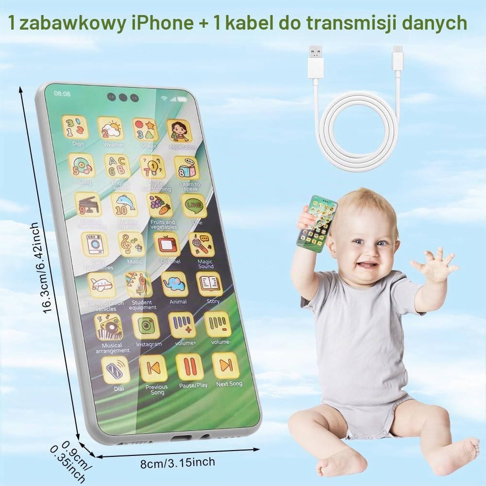 Detalle de Aolso 4293016 – zabawkowy telefon edukacyjny z dźwiękami i diodami LED