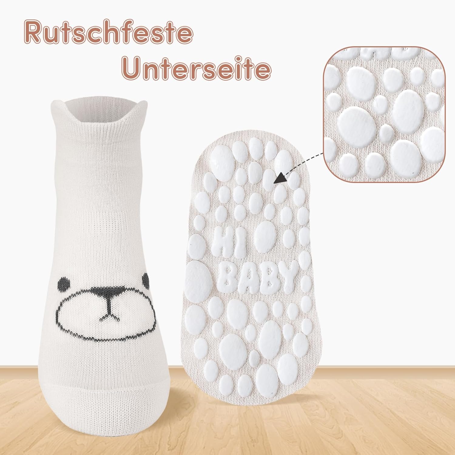 Thumbnail 6 de SockWaddles Stoppersocken Kinder Baby – 5 Paar Antirutsch-Socken aus Baumwolle mit ABS-Griffen