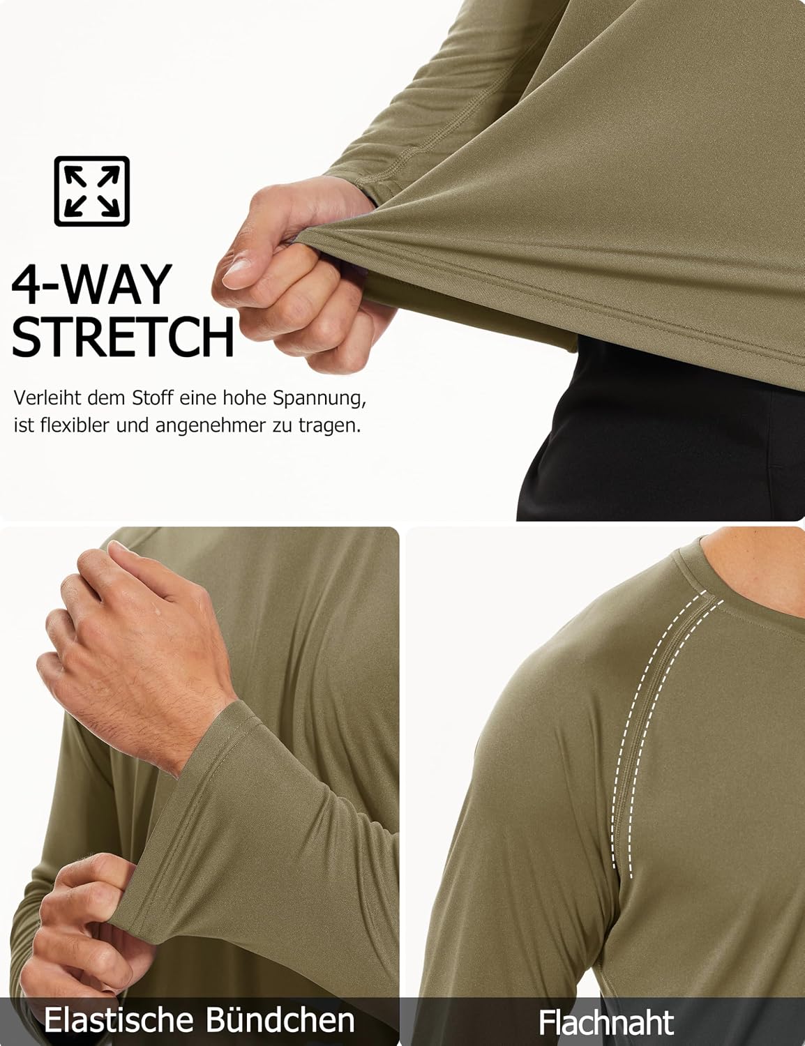 Detalle de TACVASEN Herren UPF 50+ UV-Schutz Langarmshirt für Outdoor & Rashguard