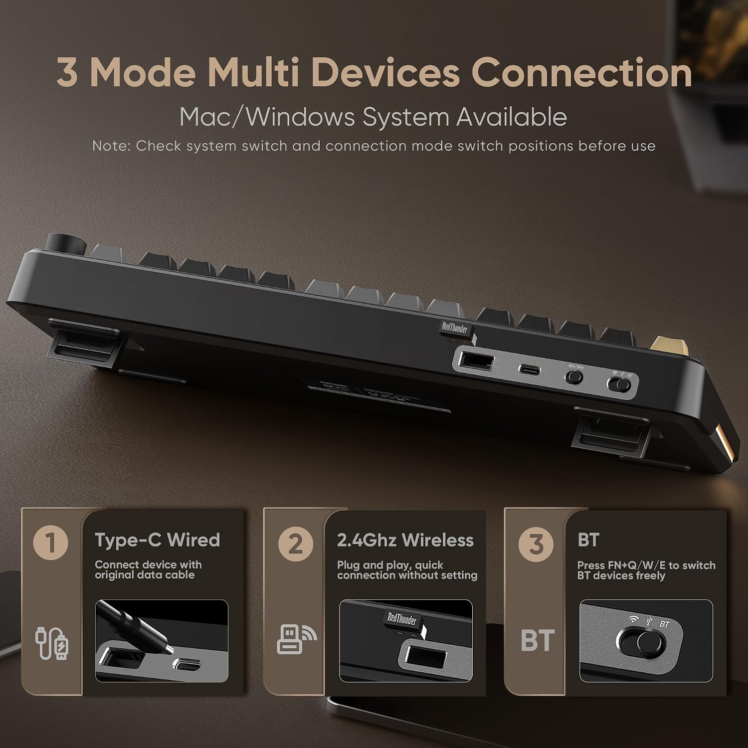 Thumbnail 3 de RedThunder K75 Wireless Mechanical Keyboard with CNC Knob and Gasket Structure