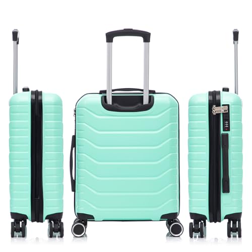 Detalle de RAYKONG Maleta de Cabina 55×40×20 cm (40 L) ABS+Policarbonato – 4 Ruedas 360° y Cierre Numérico – Color Menta