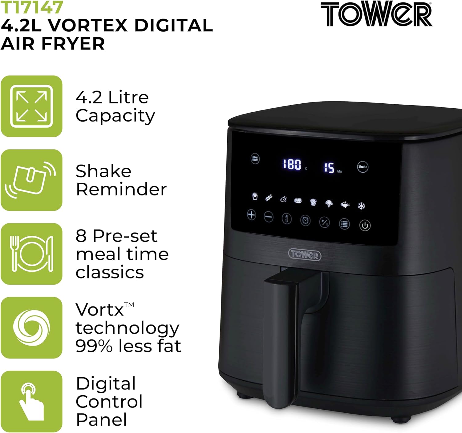Thumbnail 1 de Tower T17147 Vortx 4.2L Digital Air Fryer