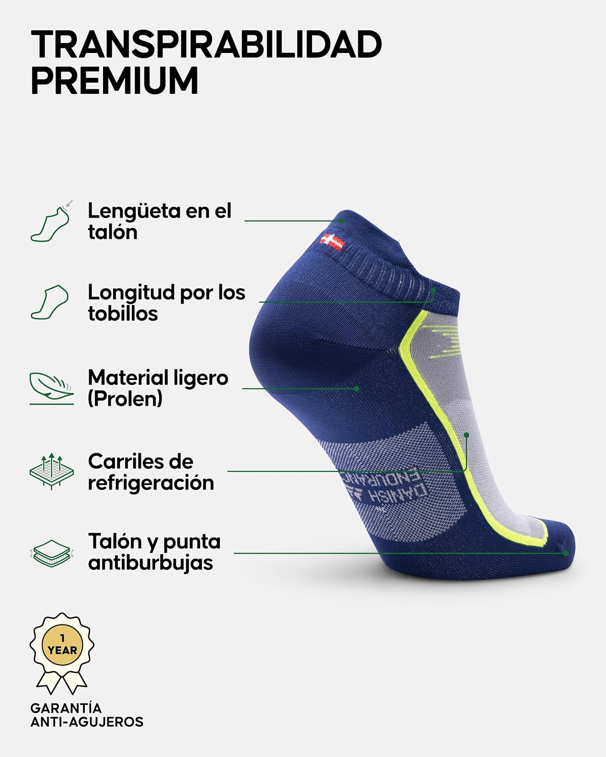 Detalle 2 de DANISH ENDURANCE Calcetines Deporte Pack 3 y 5