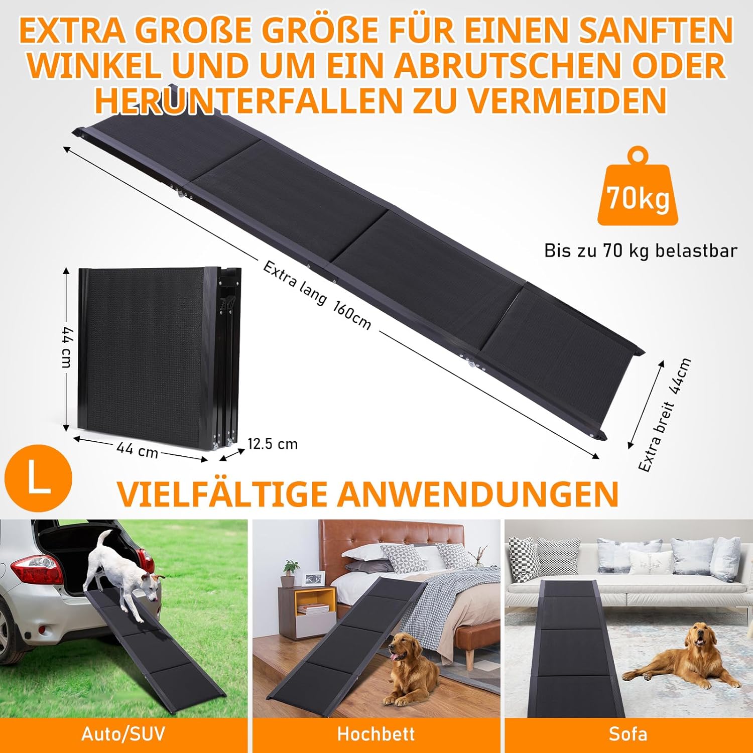 Detalle de FASNATI Hunderampe klappbar 160 cm