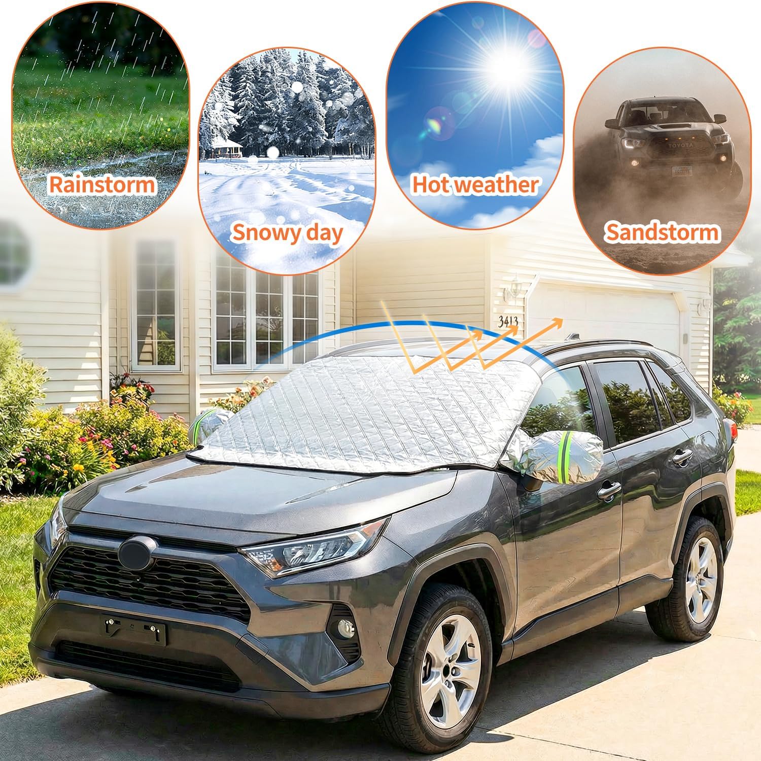 Detalle de iZoeL Car Windshield Magnetic Sun Shade with Mirror Covers: All‑Season Protection for SUVs and Trucks