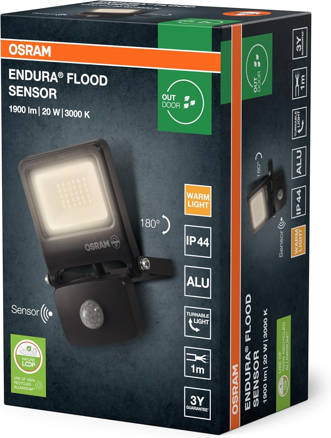 Detalle 2 de Osram ENDURA Flood Sensor, lumière chaude 3000 K ⚡