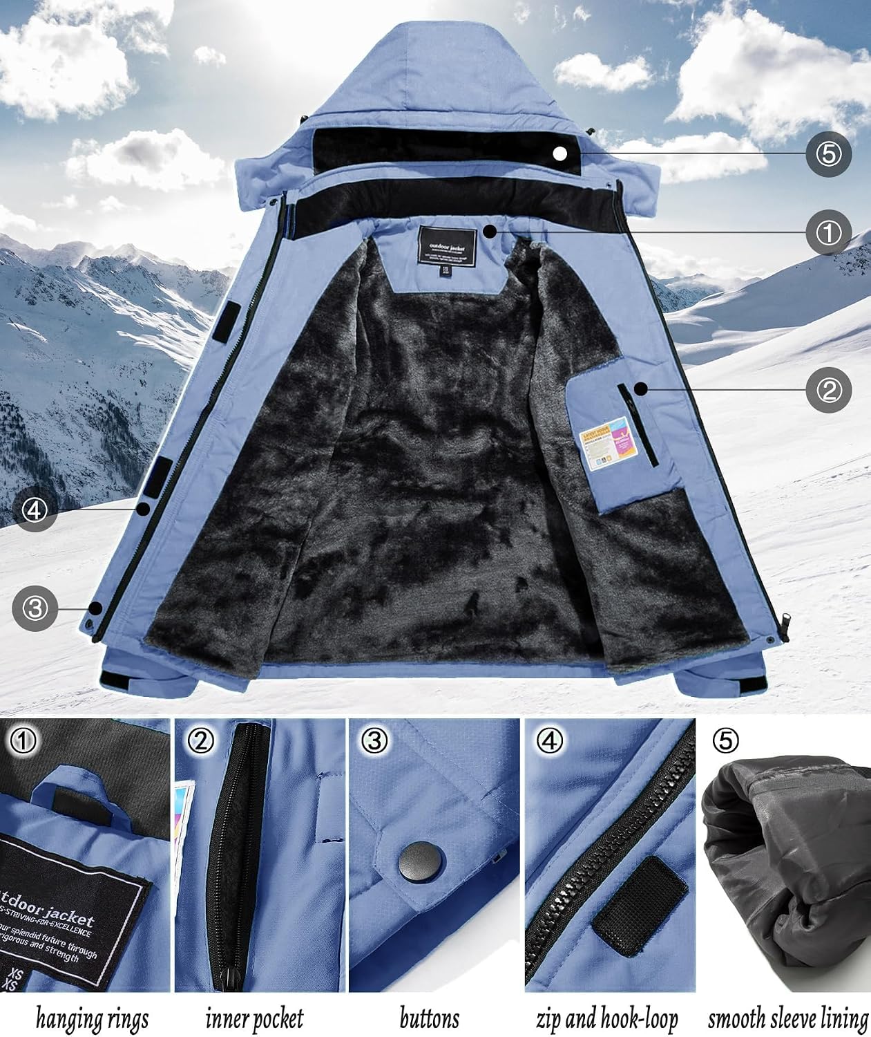 Thumbnail 4 de Tacvasen Chaqueta entretiempo mujer impermeable