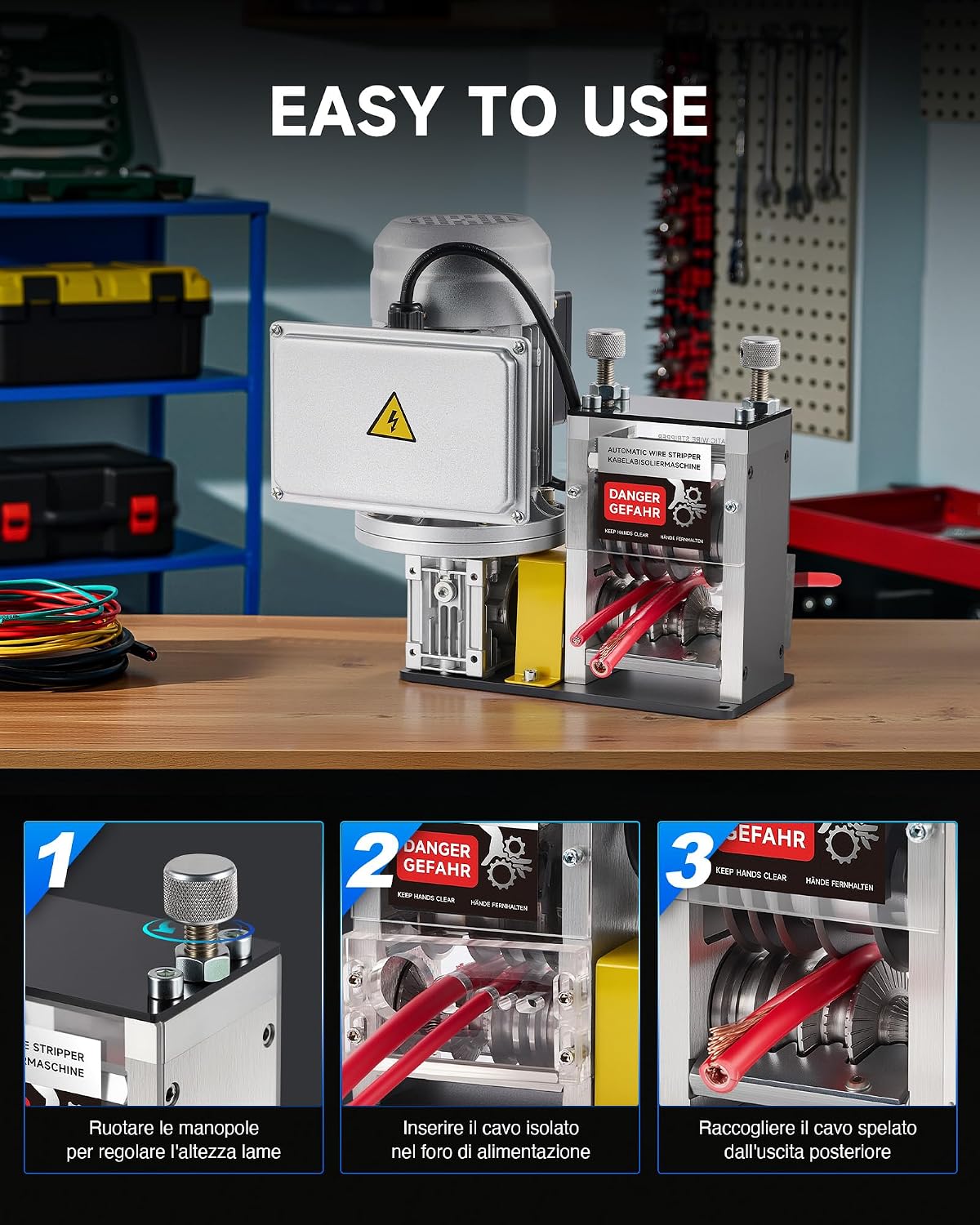 Thumbnail 6 de CREWORKS 180W Macchina Spellacavi Elettrica con 5 Canali per Spellare Filo di Rame da 1,5 a 30 mm