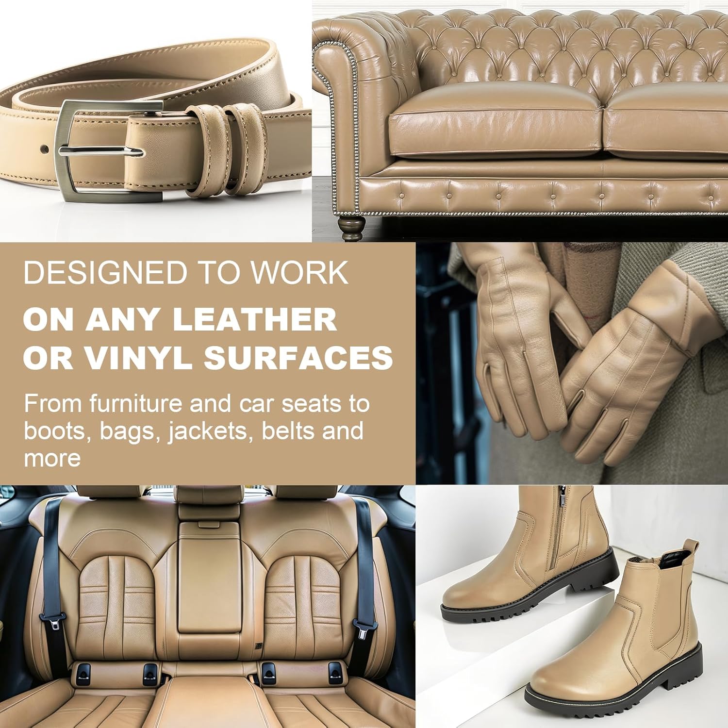 Detalle de STARTSO WORLD Camel Leather Recoloring Balm — leather repair kit for couches, car seats, and scratched leather