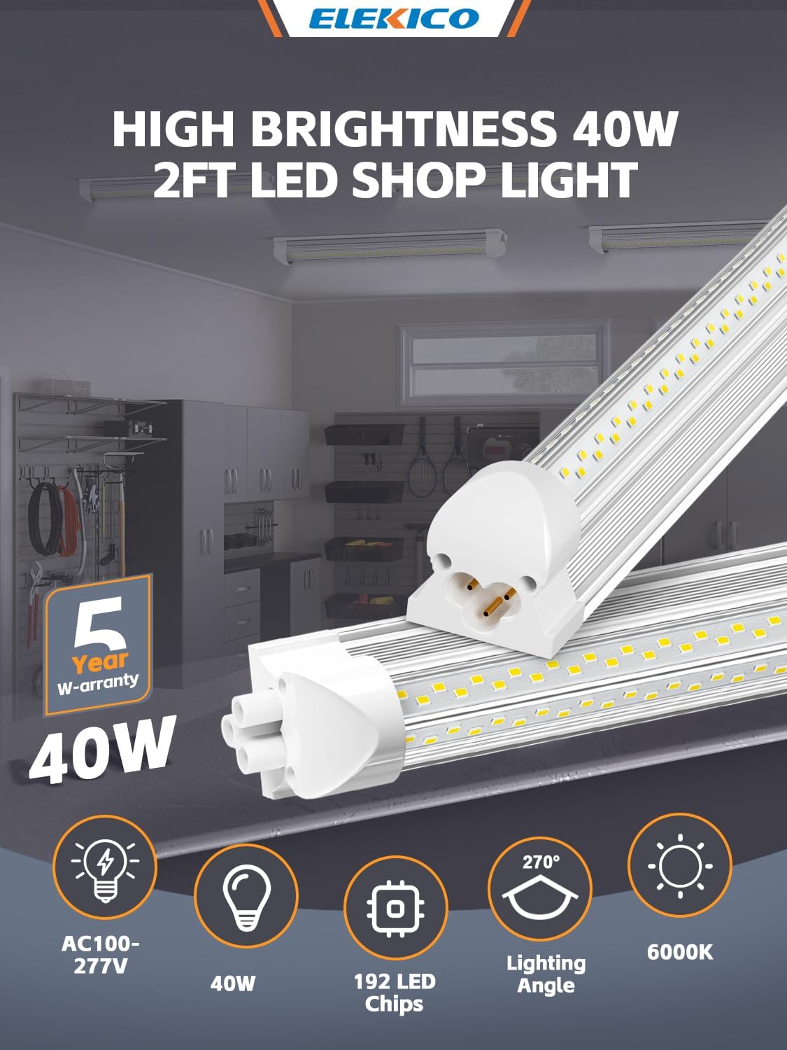 Detalle 2 de ELEKICO LED Shop Lights, 24-inch