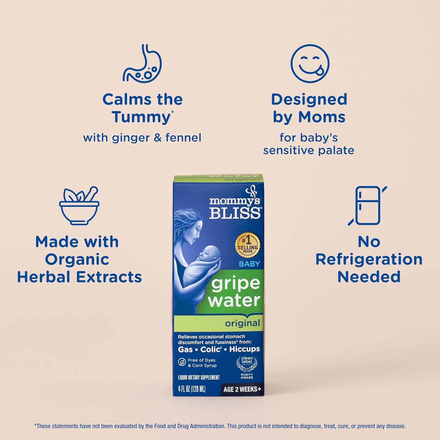Detalle de Mommy's Bliss Gripe Water Original — Infant Gas & Colic Relief (4 oz)