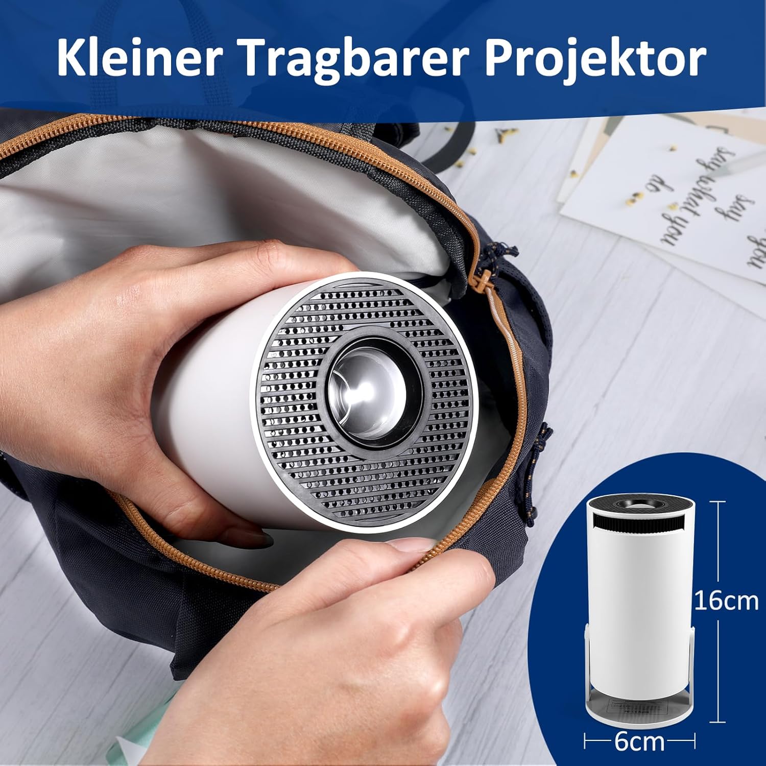 Detalle de Mini Beamer 4K mit Android 11 – tragbarer Projektor für Handy, PC & TV Stick