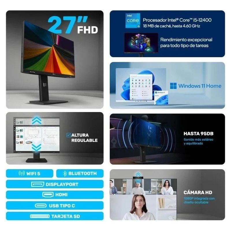 Thumbnail 2 de Alurin Flow AIO i5-12400 / 16GB/500GB/27" Windows Home + Owlotech MK500 Combo