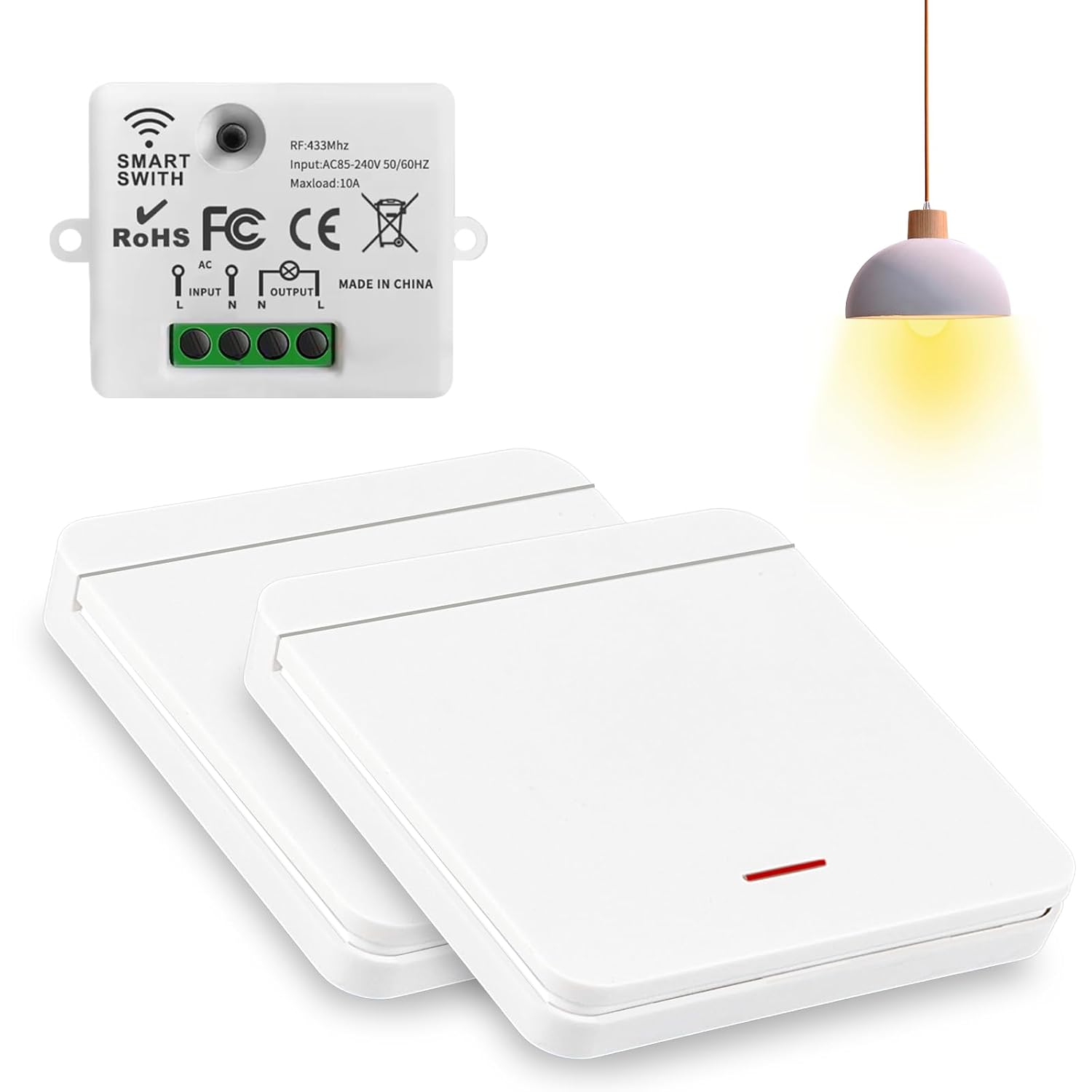 Detalle de Jaxiyun BIKC012 draadloze schakelaarset, 433 MHz, 2 schakelaars en ontvanger