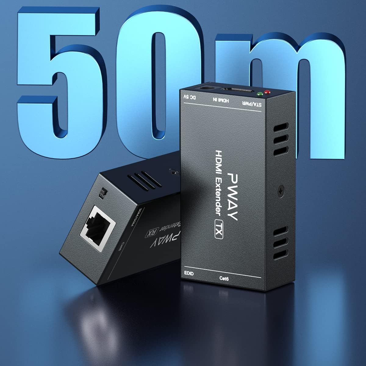 Detalle 2 de HDMI Extender 165ft Over Single Cat5e/6 Ethernet – 1080P@60Hz, No Delay, POC EDID