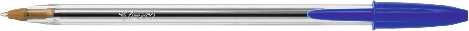 Detalle de BIC Cristal Original Kugelschreiber, 50er Großpackung – Blau, 0,32 mm Strichstärke, transparenter Schaft