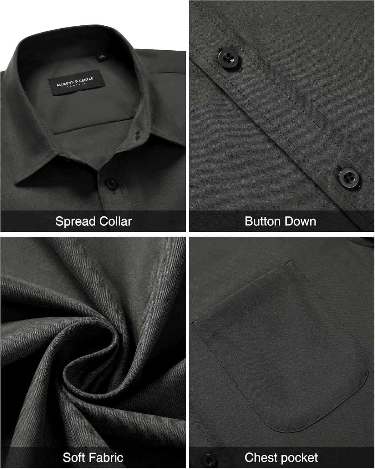 Thumbnail 4 de Alimens & Gentle Men’s Short Sleeve Dress Shirts (Wrinkle Free, Untucked) — Casual Button-Down