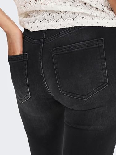 Detalle de ONLY NOS Damen Skinny Jeans onlBLUSH MID ANK RAW – Schwarz, Gr. W32/L30 (Herstellergröße XL)