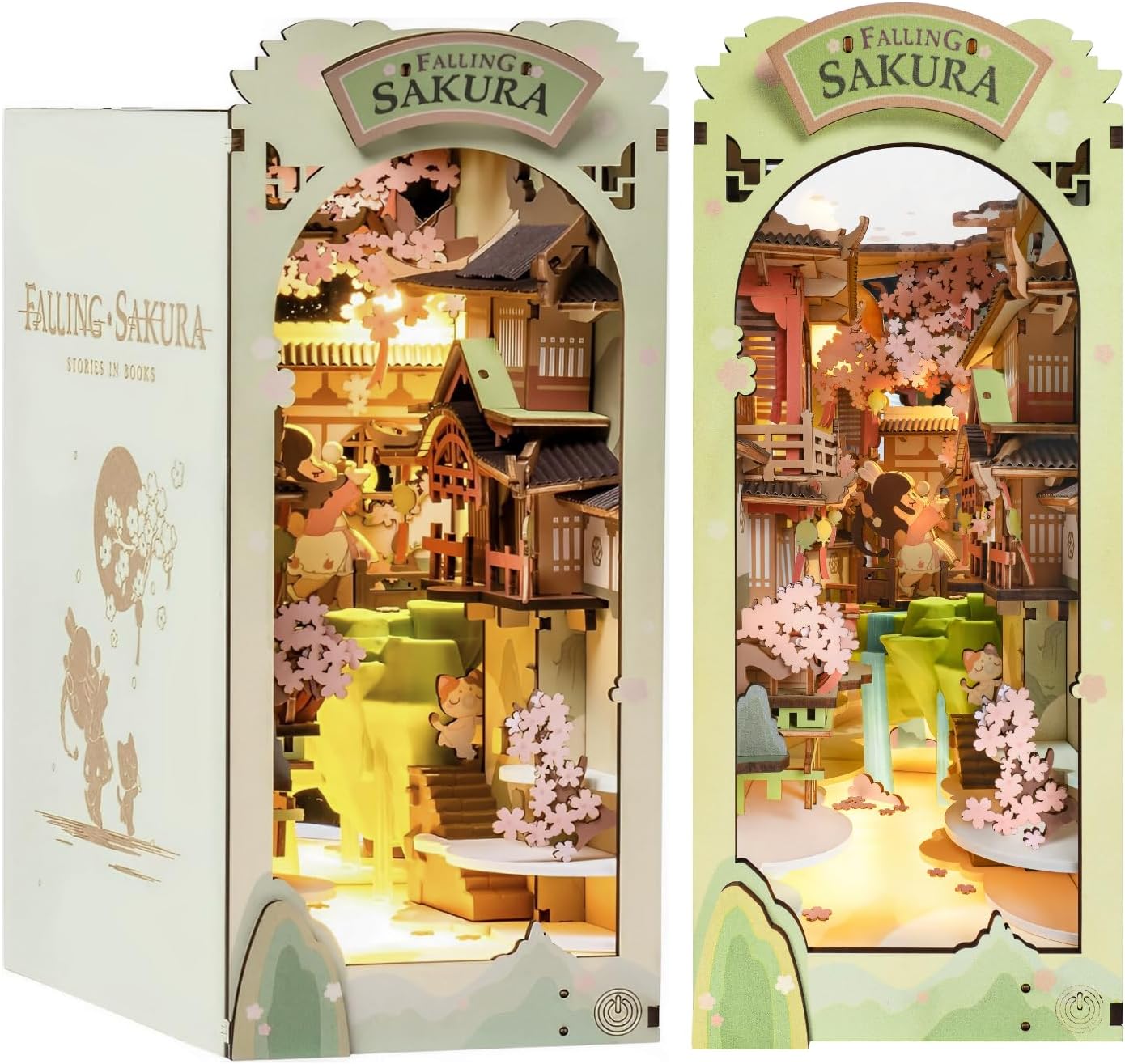 Detalle de Rolife Book Nook Kit for Adults – Falling Sakura DIY Miniature with LED Light