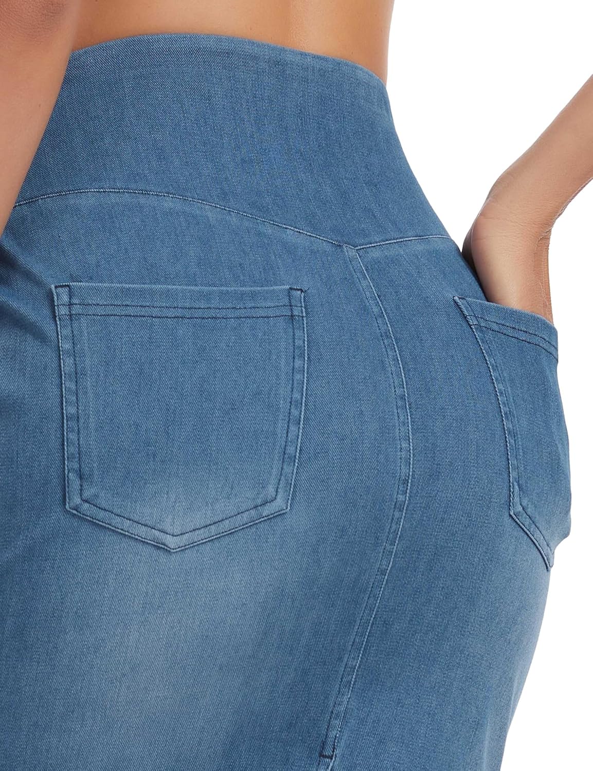 Thumbnail 5 de THE GYM PEOPLE Women's High-Waist Pencil Denim Skirt, Stretch Fit, Back Slit
