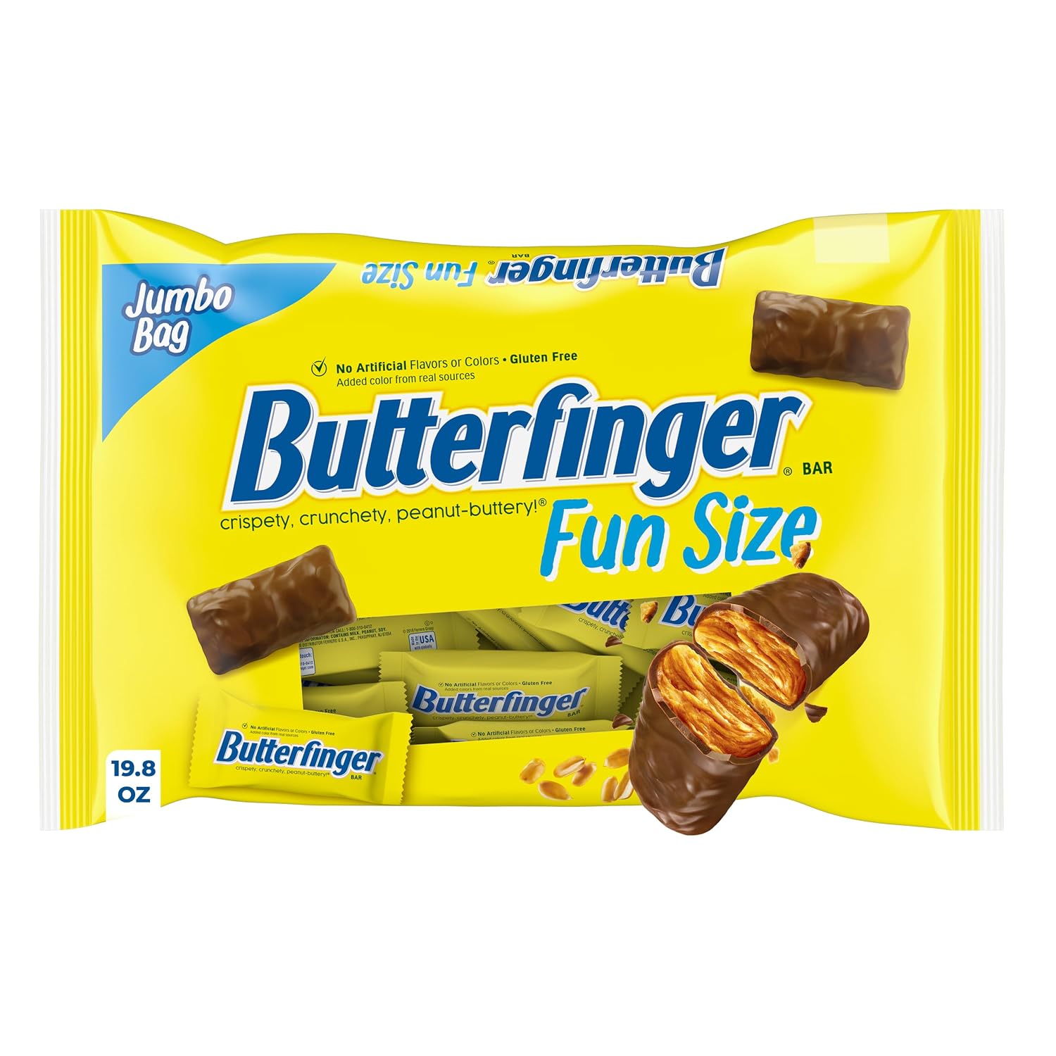 Detalle de Butterfinger Fun Size Halloween Candy, 19.8 oz, Individually Wrapped Gluten-Free Bars