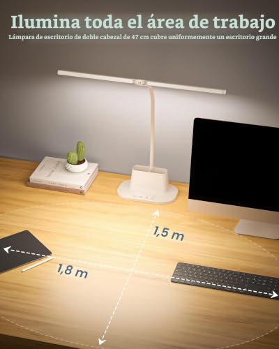 Detalle 2 de Ylatoial flexo LED de doble cabezal, 25 modos y brazo giratorio 360°, 47 cm