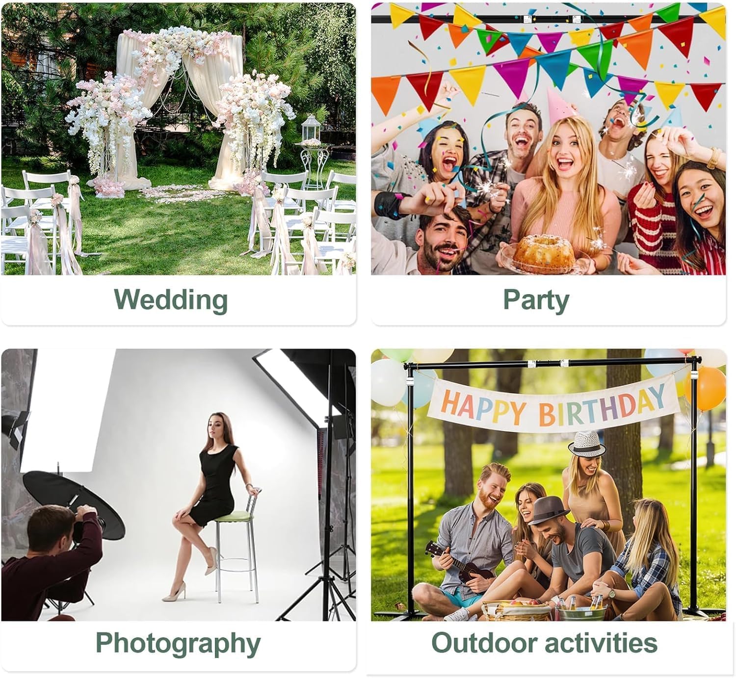 Thumbnail 6 de EMART 2.6x3m/8.5x10ft Backdrop Stand with X-Shaped Base – Adjustable Photography Background Support Kit