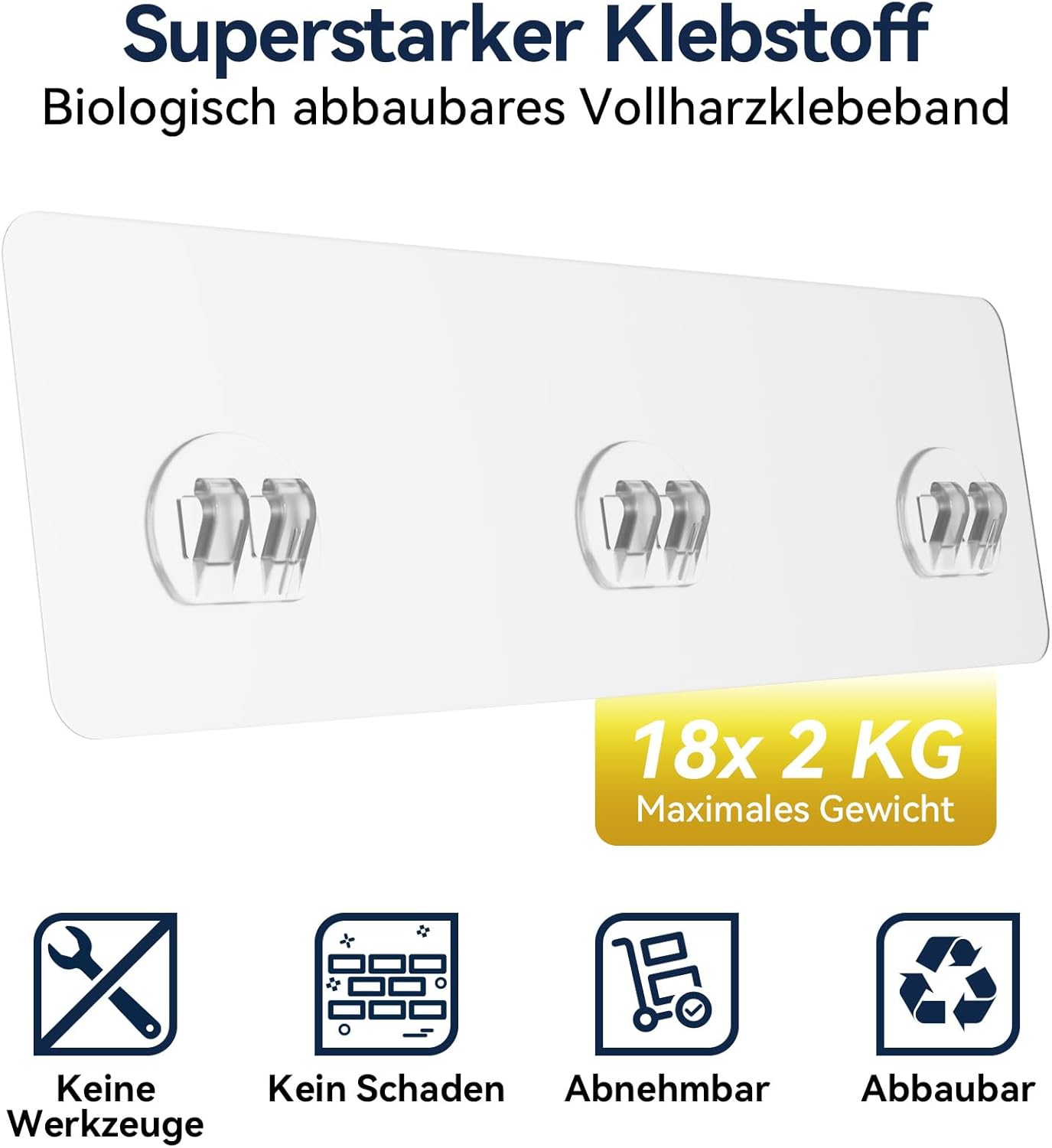 Detalle de YASONIC Duschablage Ohne Bohren – 2 Stück Rostfreies Duschregal mit 2 Haken, Große Kapazität, Large Gold